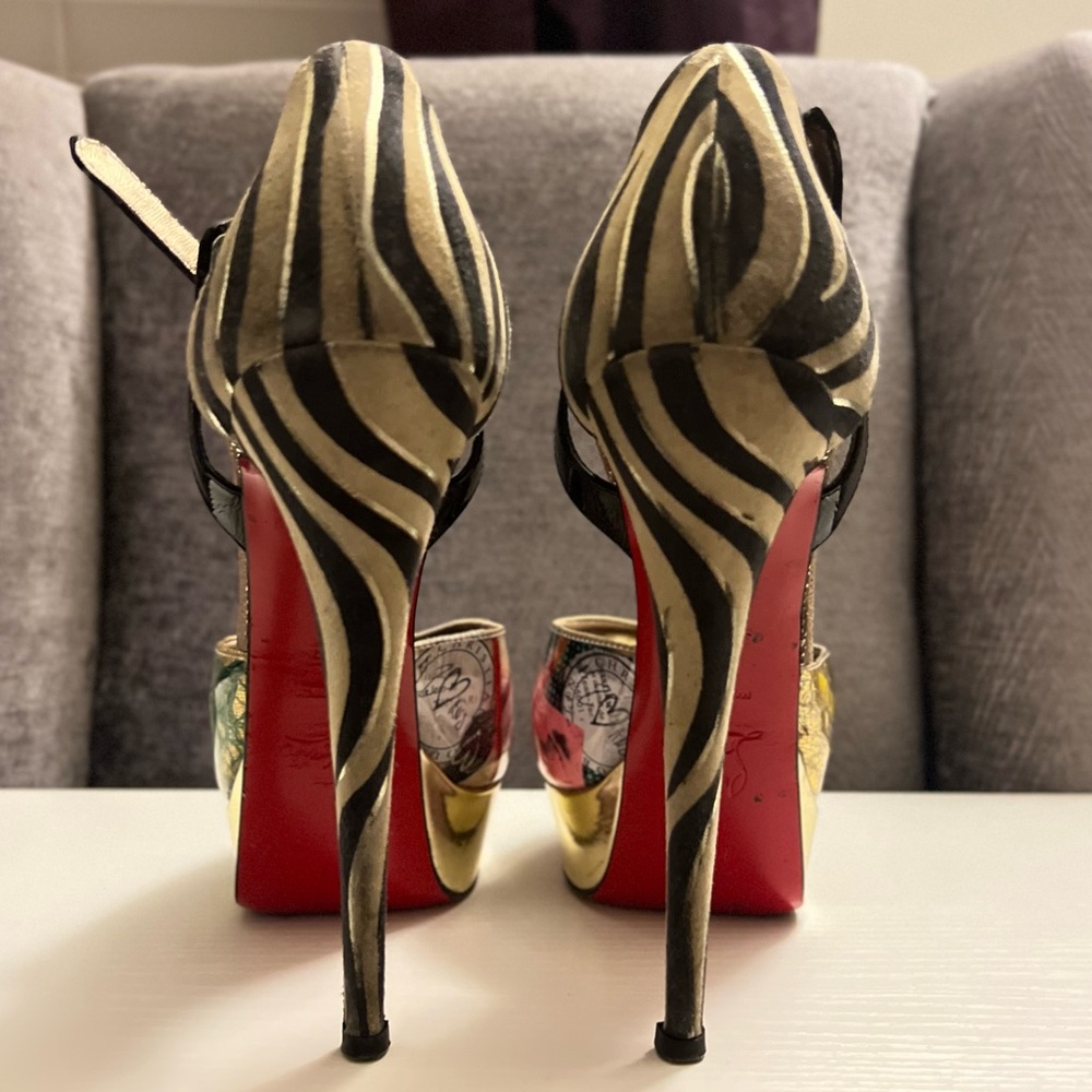 Christian Louboutin platform zebra heels multicolor each design is different - Picture 4 of 5